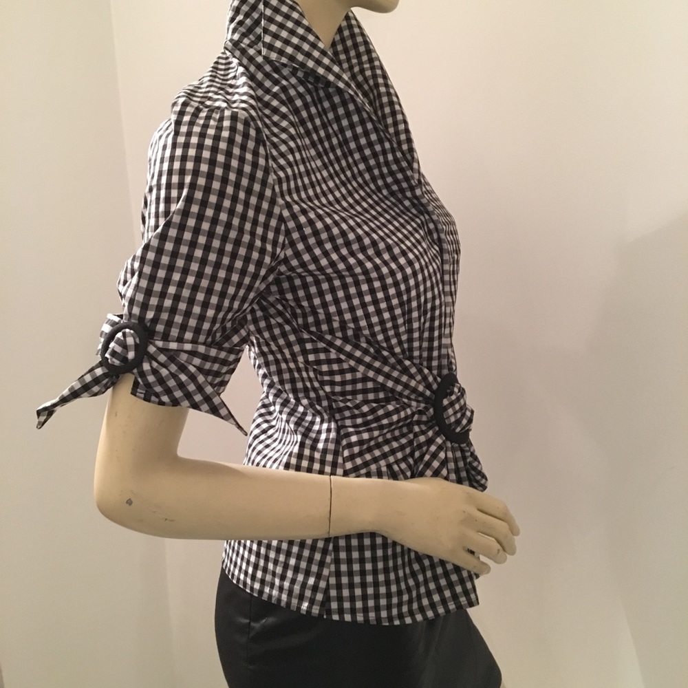 Belted Gingham Short Sleeve Button Down - image 5